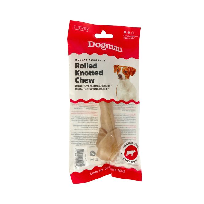 Hovedbilde Dogman Tyggeknute Rullet Brun 15cm