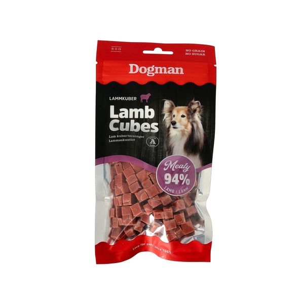 Hovedbilde Dogman Meaty Terninger av Lam Hundesnacks 80gram